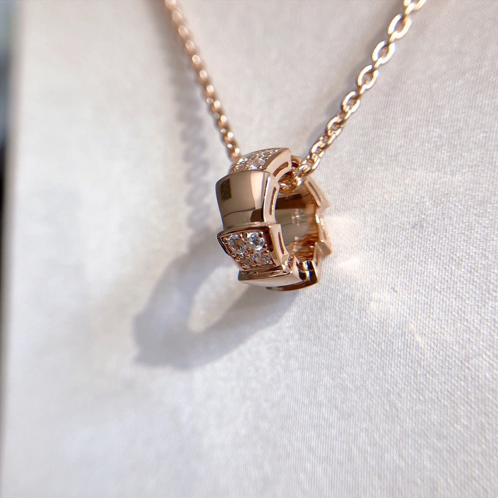 [Clover Jewelry]SERPENTI ANHÄNGER DIAMANT ROSÉGOLD HALSKEТTE