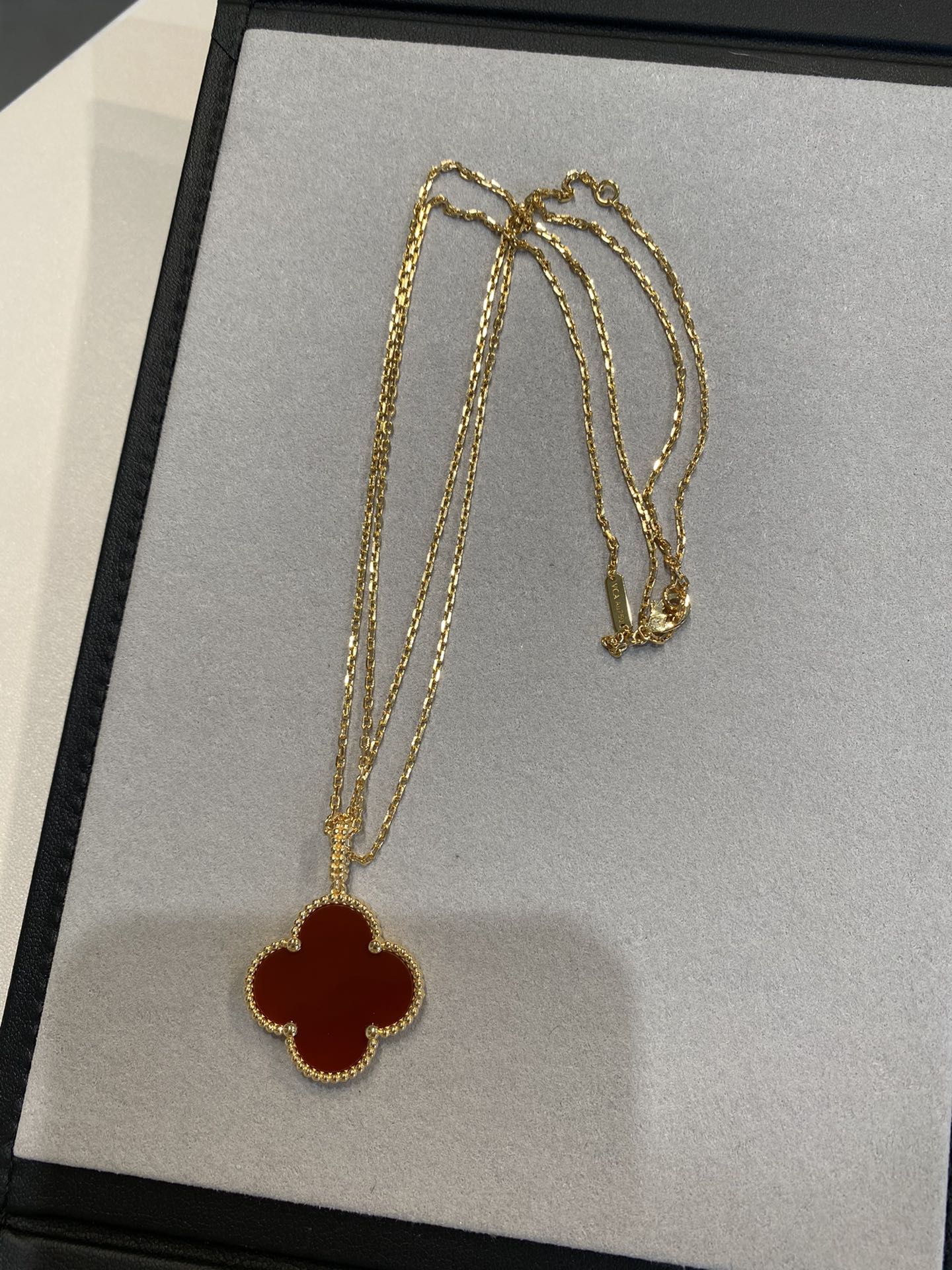 [Clover Jewelry]CLOVER 25MM NECKLACE GOLD CARNELIAN