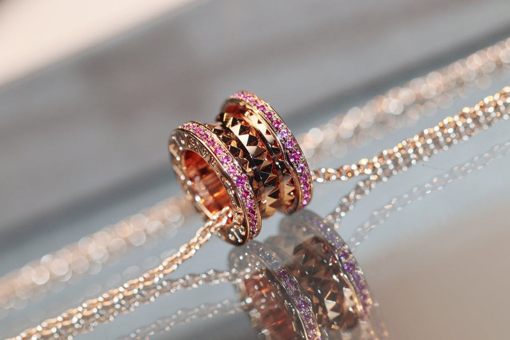 [Clover Jewelry]ZERO 1 ROCK ROSÉGOLD ROSA DIAMANT HALSKETTE