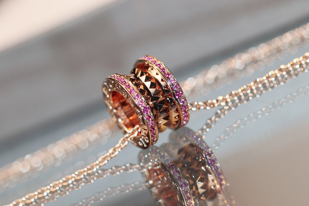 [Clover Jewelry]ZERO 1 ROCK ROSÉGOLD ROSA DIAMANT HALSKETTE