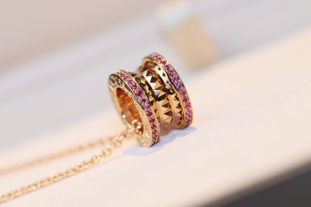 [Clover Jewelry]ZERO 1 ROCK ROSÉGOLD ROSA DIAMANT HALSKETTE