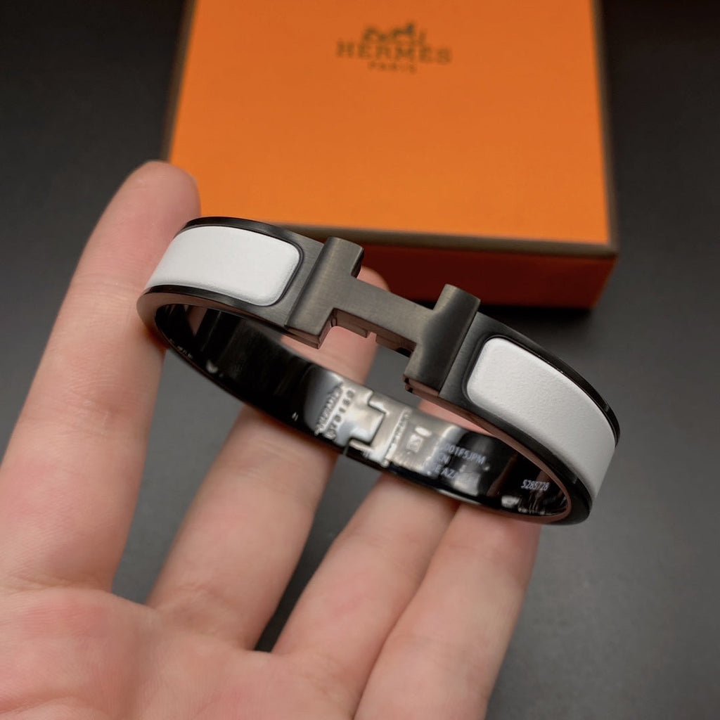 [クローバージュエリー]H ブレスレット 12MM ブラックホワイトセラミック
