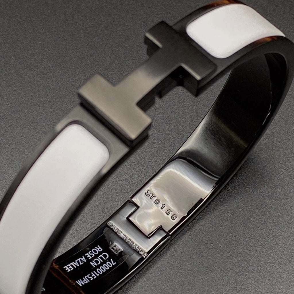 [クローバージュエリー]H ブレスレット 12MM ブラックホワイトセラミック