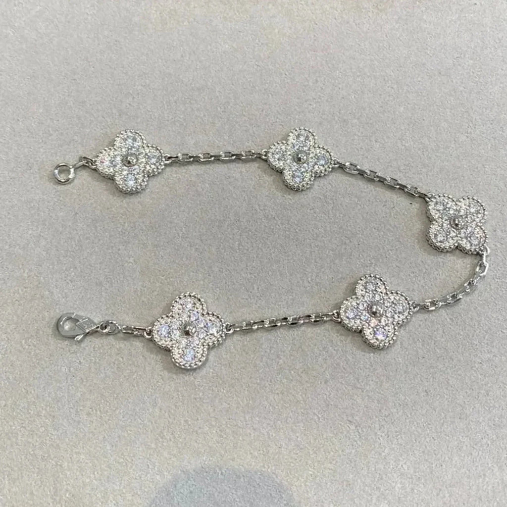 [Clover Jewelry]CLOVER 5 MOTIFS  DIAMANTEN ARMBAND SILBER