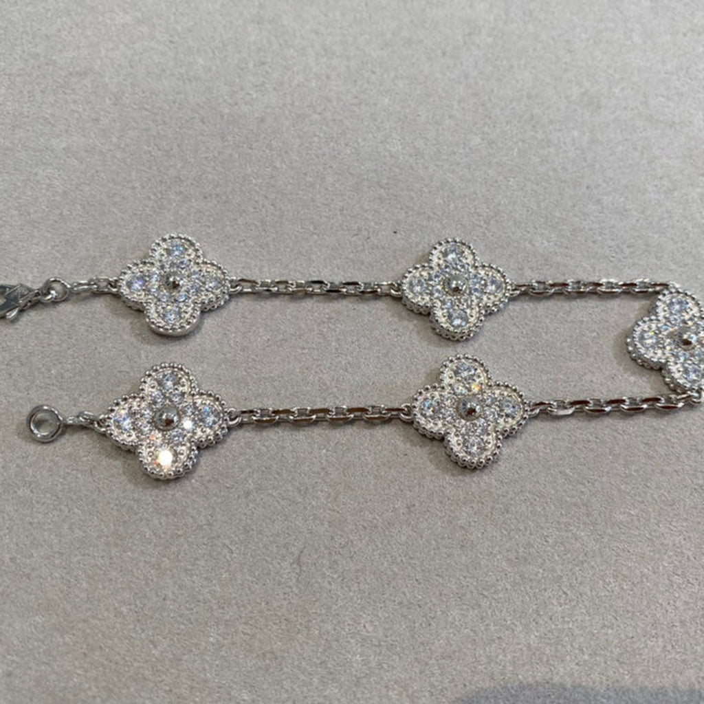 [Clover Jewelry]CLOVER 5 MOTIFS  DIAMANTEN ARMBAND SILBER