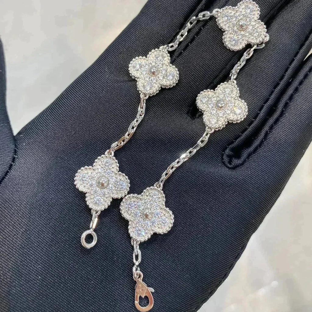 [Clover Jewelry]CLOVER 5 MOTIFS  DIAMANTEN ARMBAND SILBER