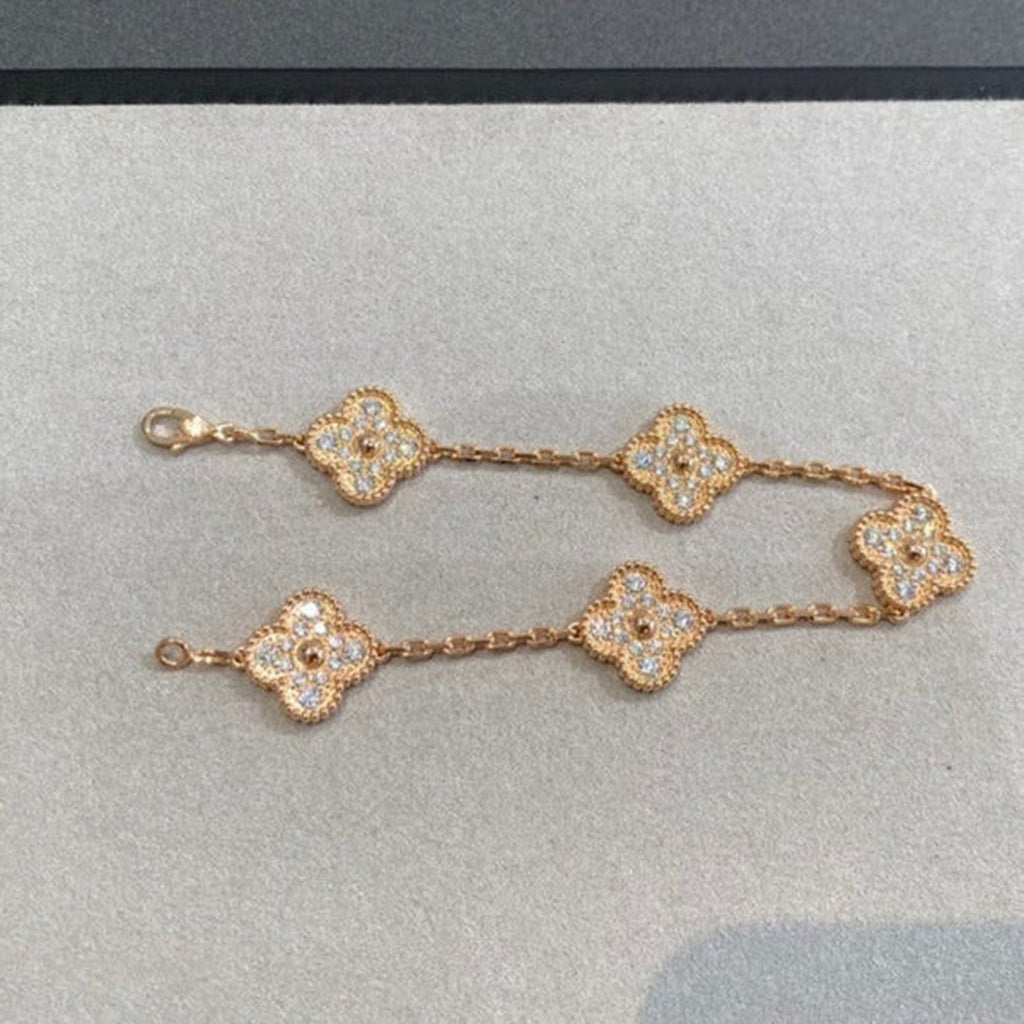 [Clover Jewelry]CLOVER 5 MOTIFS  FULL DIAMOND BRACELET