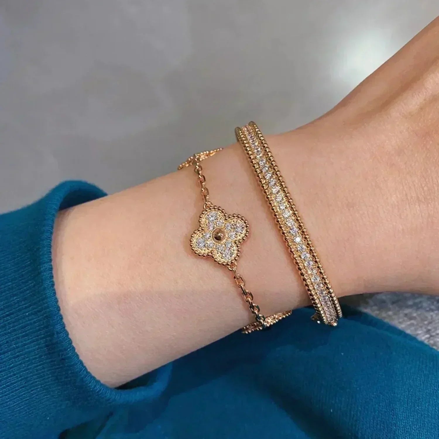 [Clover Jewelry]CLOVER 5 MOTIFS  FULL DIAMOND BRACELET