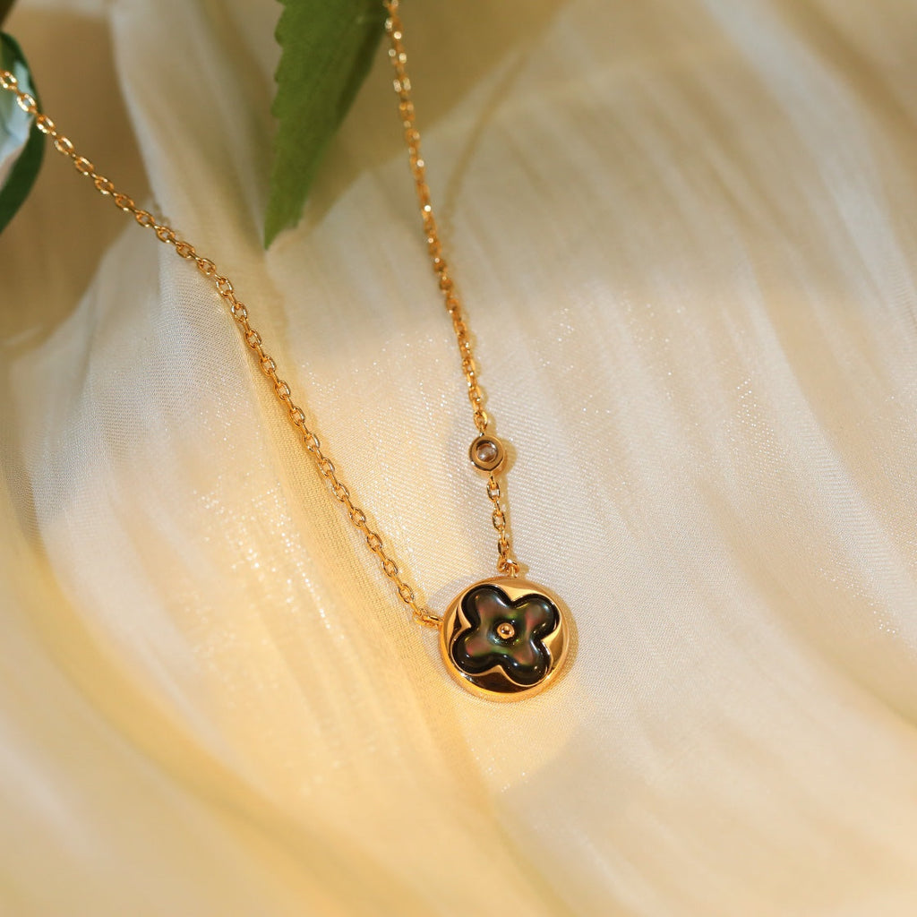 [Clover Jewelry]SUN PEDANT PINK GOLD 1 DIAMOND NECKLACE
