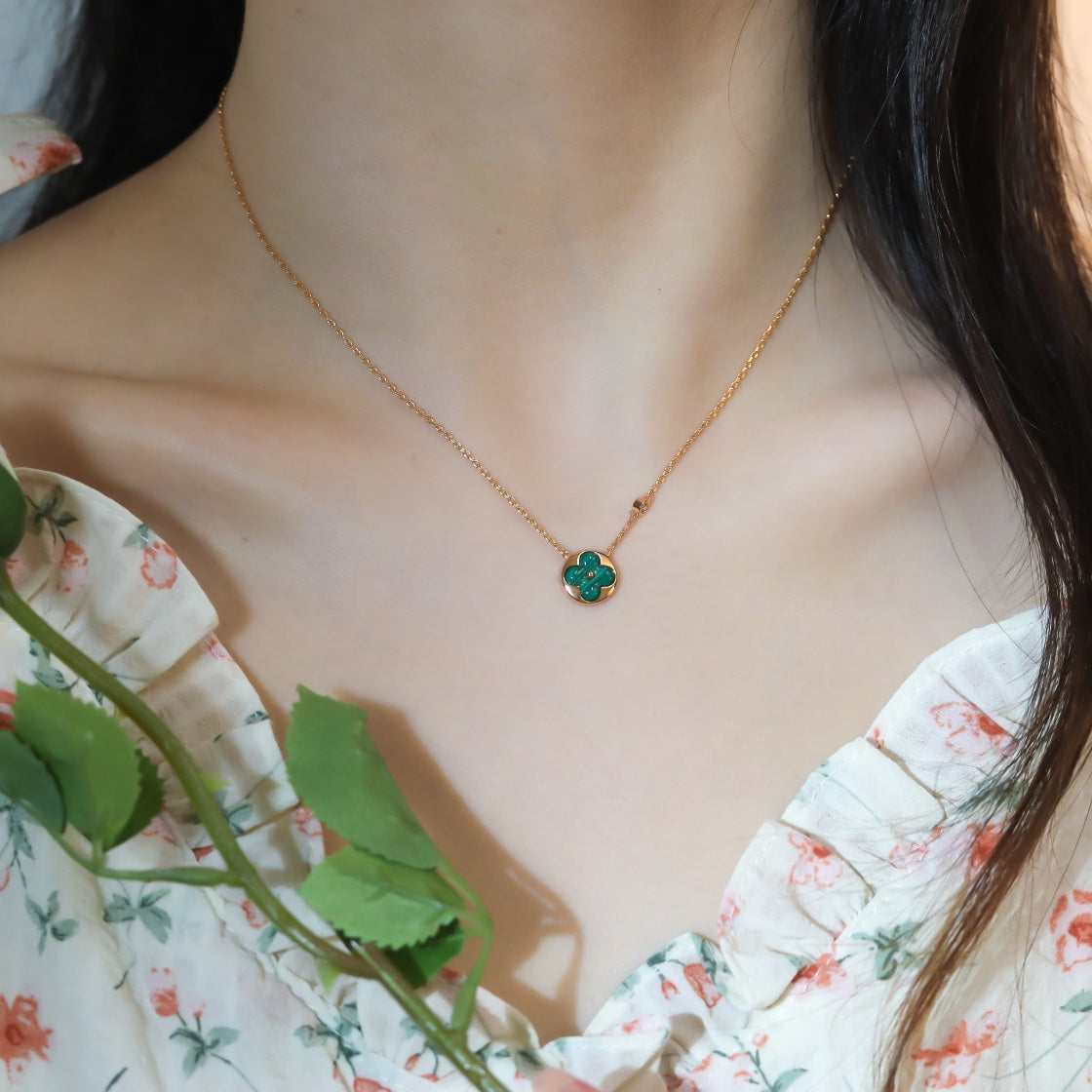 [Clover Jewelry]SUN PEDANT PINK GOLD 1 DIAMOND NECKLACE