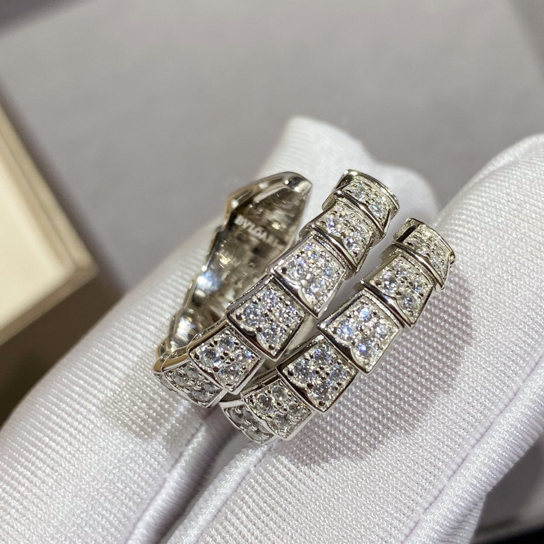 [Clover Jewelry]SERPENTI DOUBLE RING SILVER DIAMOND PAVED