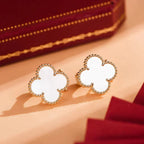 [Clover Jewelry]CLOVER MEDIUM 1 MOTIFS  WHITE MOP STUD EARRINGS