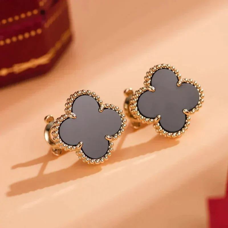 [Clover Jewelry]CLOVER MEDIUM 1 MOTIFS  ONYX STUD EARRINGS