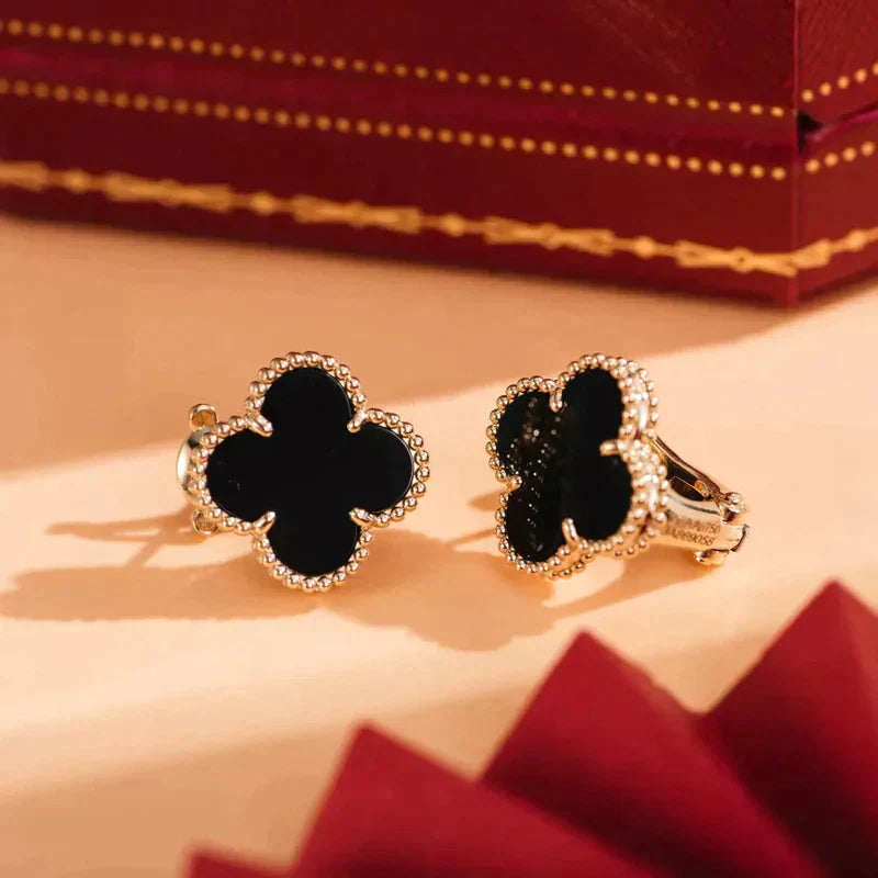[Clover Jewelry]CLOVER MEDIUM 1 MOTIFS  ONYX STUD EARRINGS