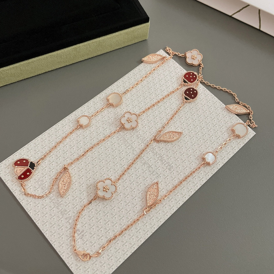 [Clover Jewelry]LUCKY SPRING 15 MOTIFS ROSE GOLD NECKLACE