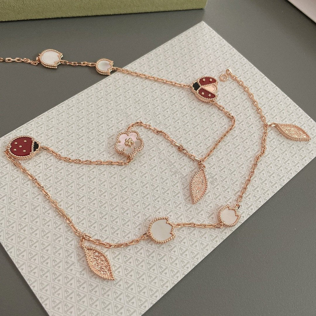[Clover Jewelry]LUCKY SPRING 15 MOTIFS ROSE GOLD NECKLACE