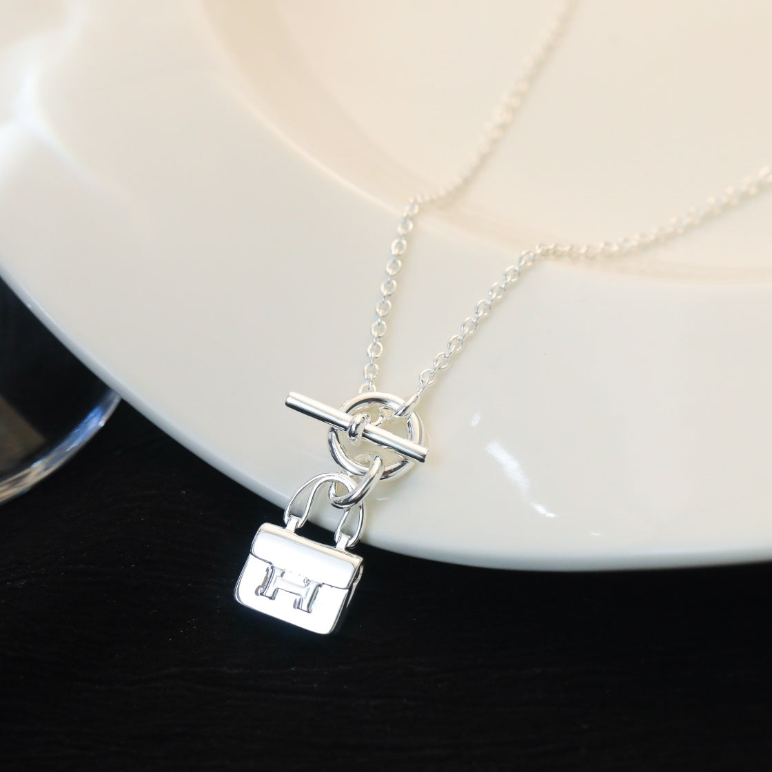 [Clover Jewelry]POP H PEDANT SILVER NECKLACE
