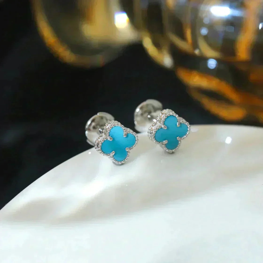 [Clover Jewelry]CLOVER MINI 9.5MM ONYX STUD EARRINGS SILVER