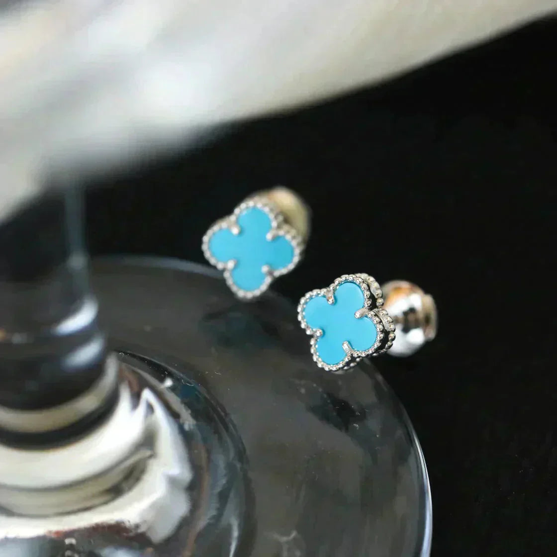 [Clover Jewelry]CLOVER MINI 9.5MM ONYX STUD EARRINGS SILVER