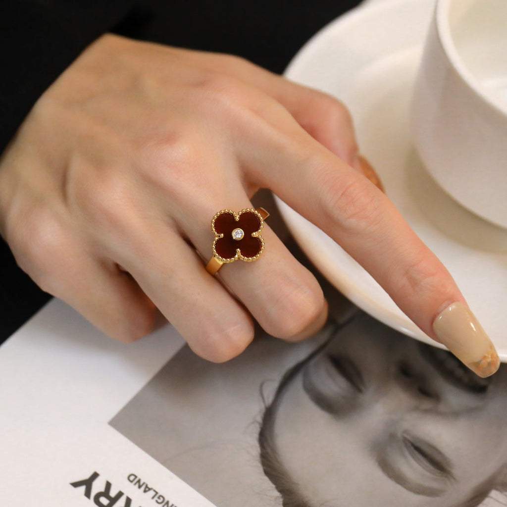 [Clover Jewelry]CLOVER CARNELIAN RING ROSE GOLD DIAMOND