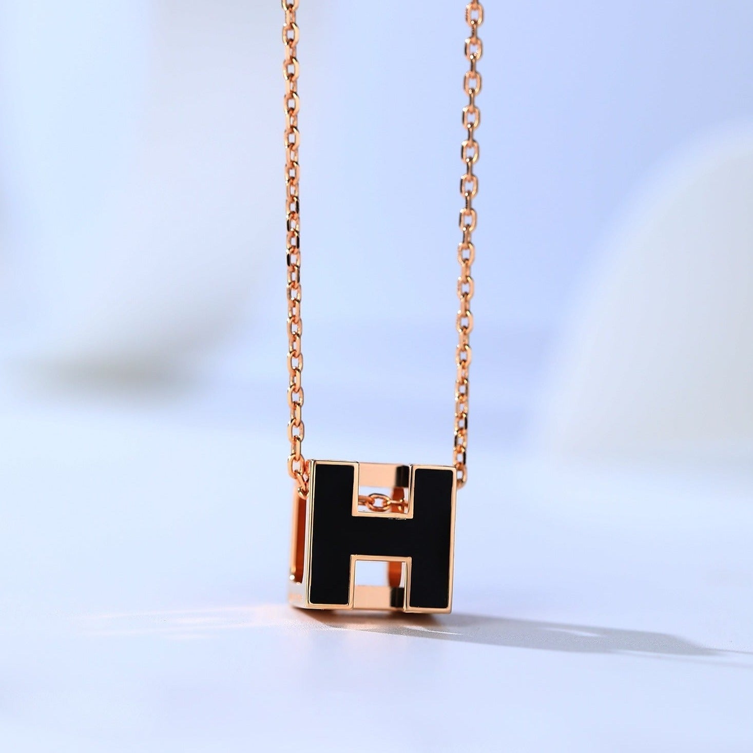 [Clover Jewelry]H CAGE PINK GOLD NECKLACE
