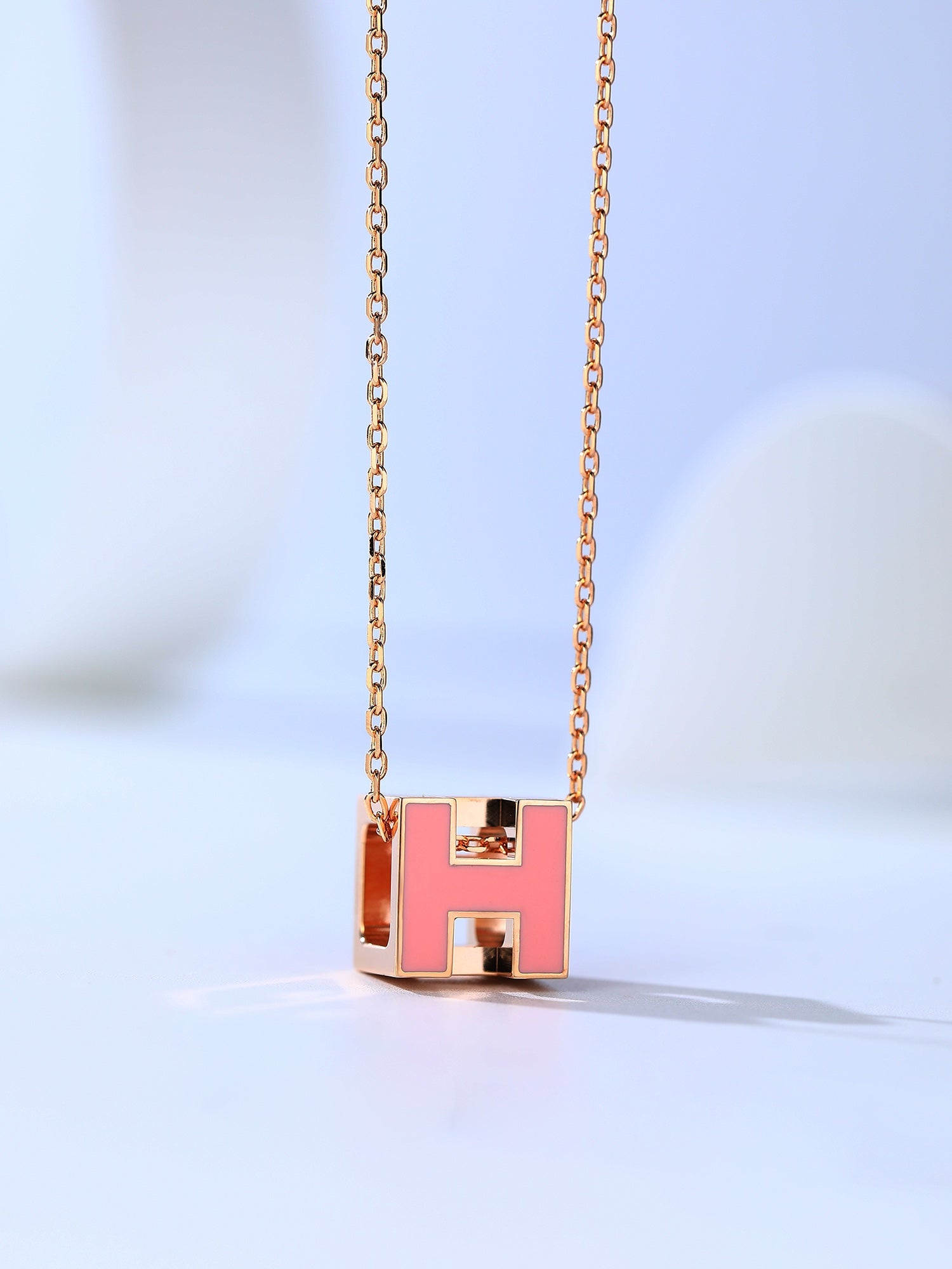 [Clover Jewelry]H CAGE PINK GOLD NECKLACE