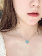 [Clover Jewelry]CLOVER 1 DIAMANT HELLBLAU SILBER HALSKETTE