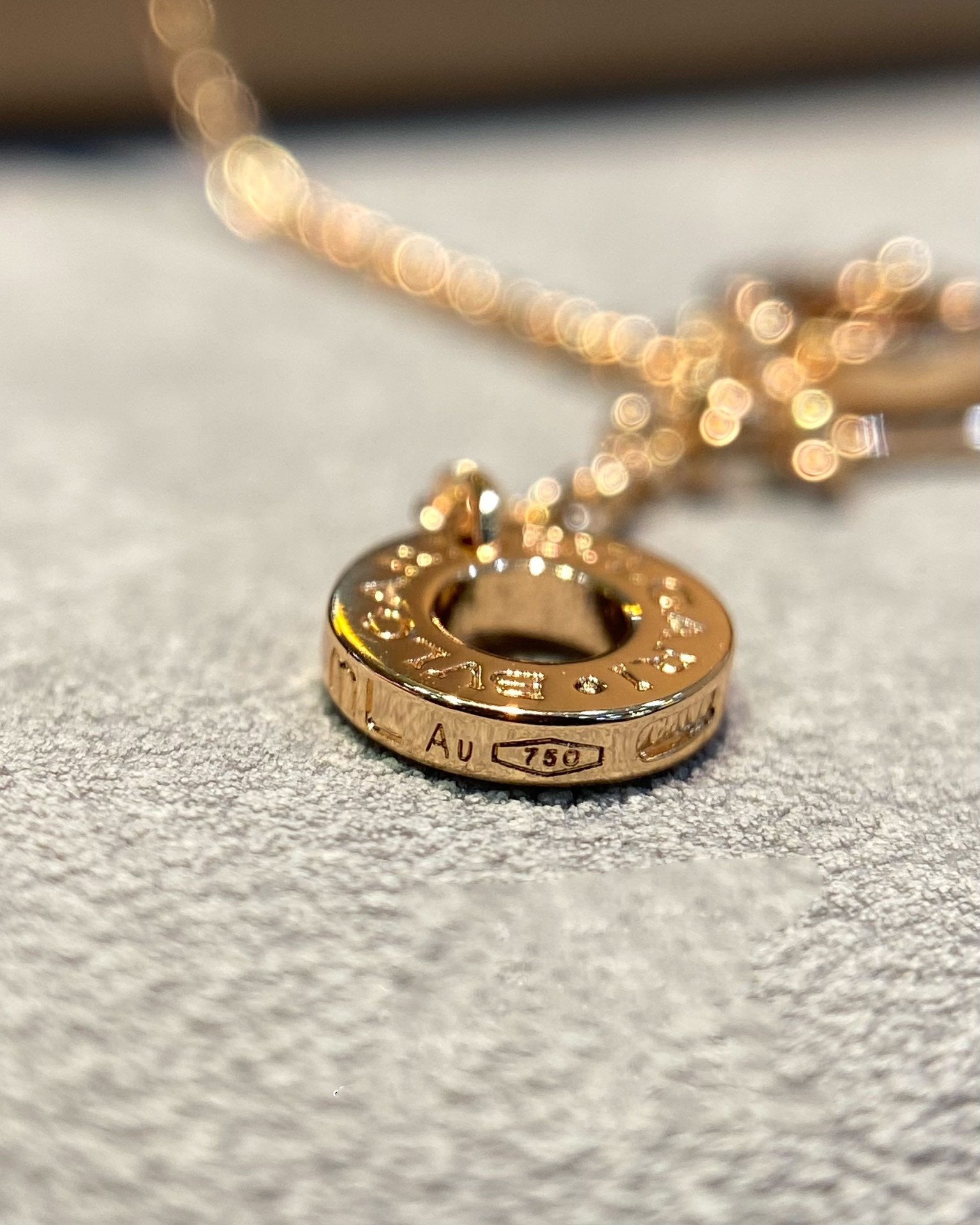 [Clover Jewelry]DREAM MOP DIAMOND PAVED PINK GOLD NECKLACE