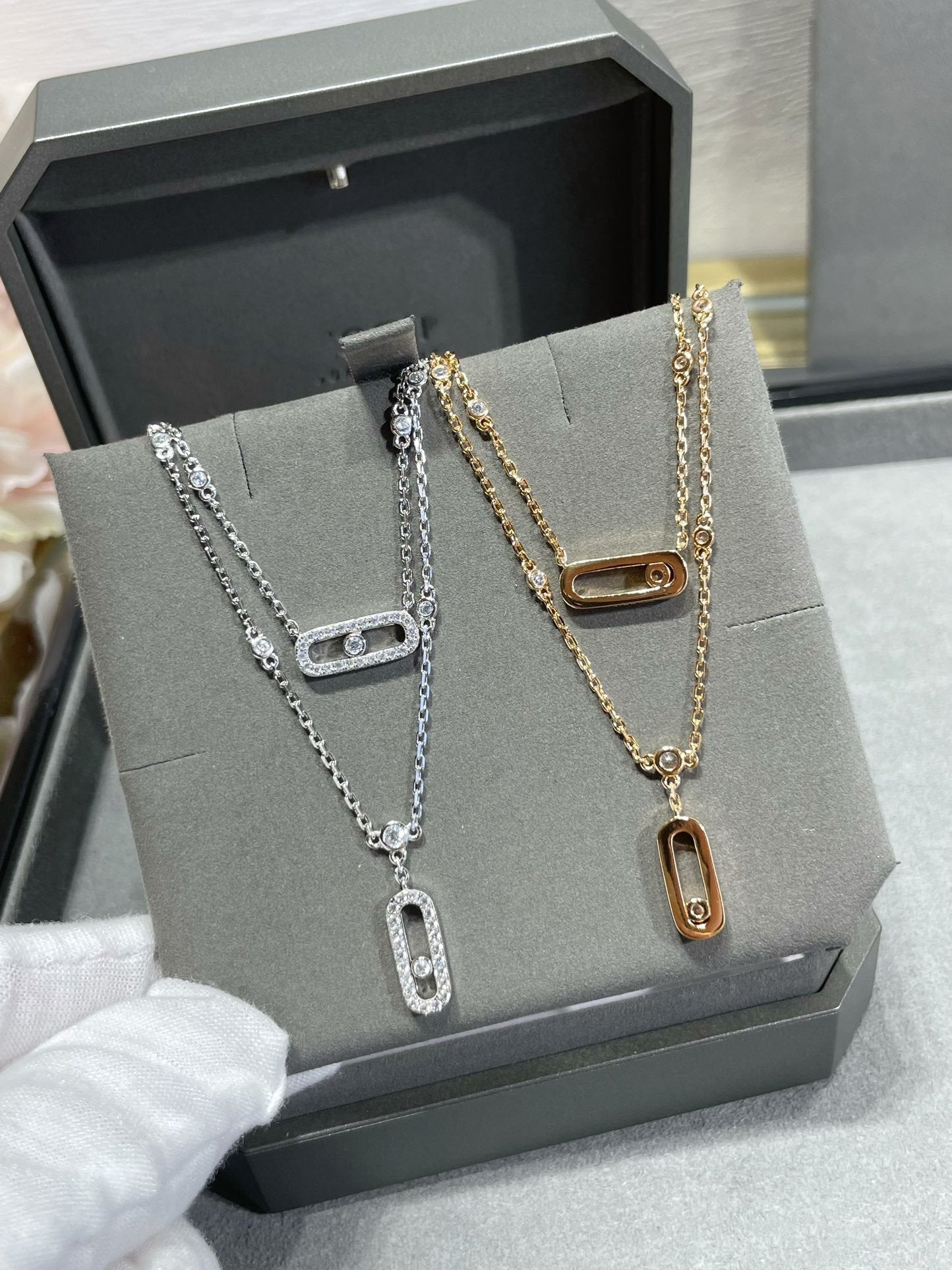 [Clover Jewelry]MOVE 2 ROW DIAMOND NECKLACE