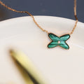 [Clover Jewelry]JEUX MALACHITE 1 DIAMOND PINK GOLD NECKLACE