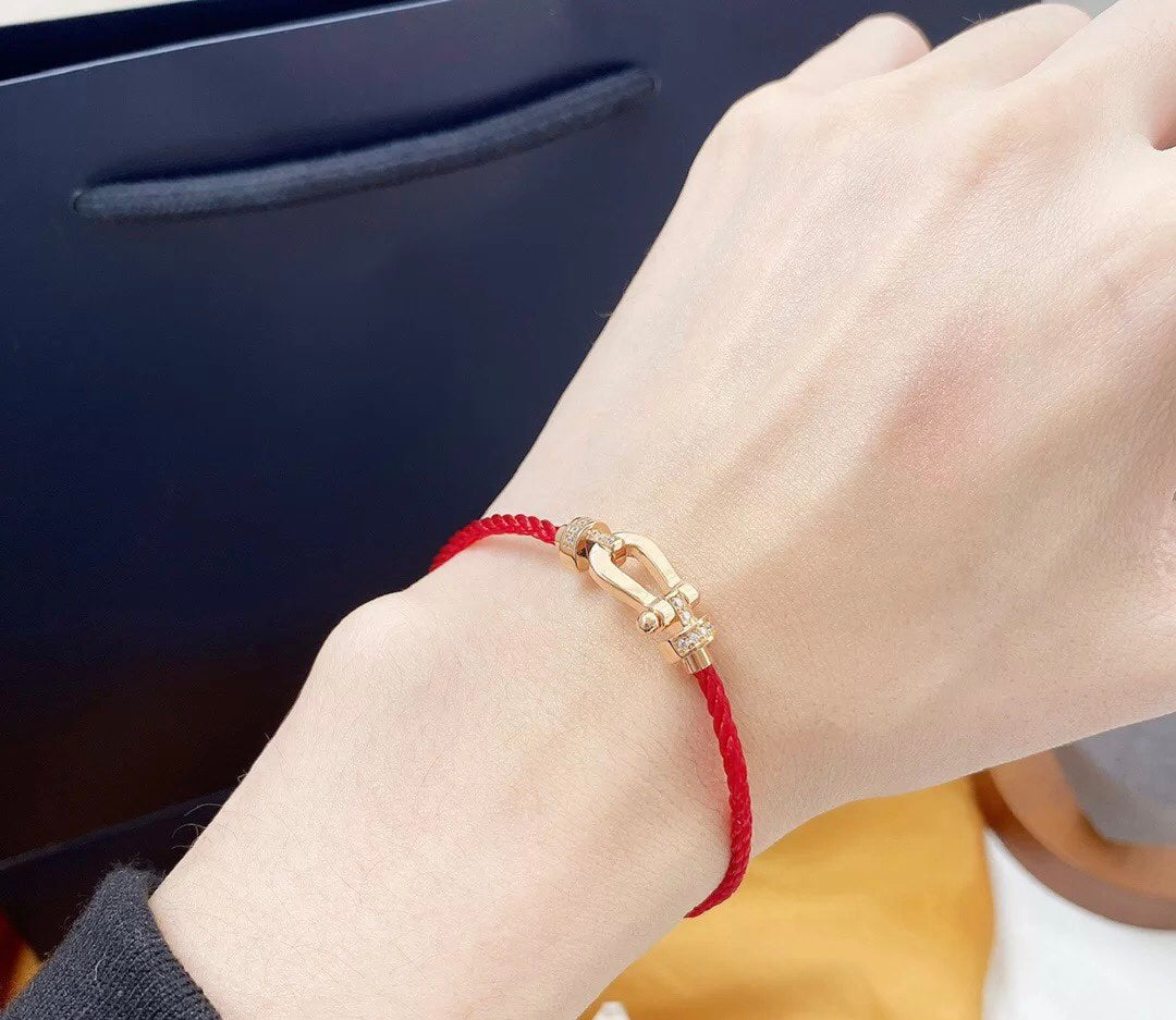 [Clover Jewelry]FORCE 10 HALF DIAMOND PINK GOLD RED CORDERI LARGE AND MEDIUM MODEL
