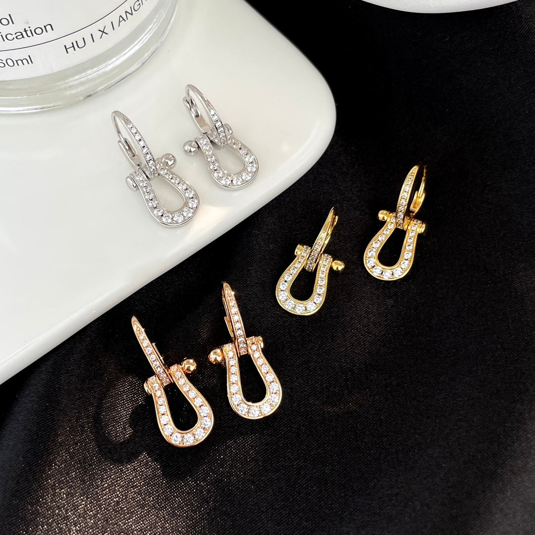 [Clover Jewelry]FORCE 10 FULL DIAMOND DROP EARRINGS MEDIUM MODEL