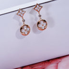 [Clover Jewelry]STAR AND SUN PINK GOLD MOP DROP EARRINGS