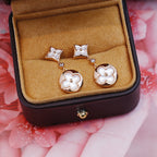 [Clover Jewelry]STAR AND SUN PINK GOLD MOP DROP EARRINGS