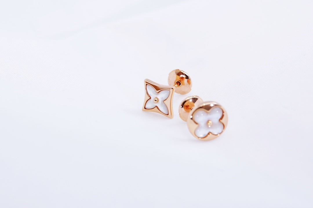 [Clover Jewelry]STAR AND SUN PINK GOLD MOP STUD EARRINGS