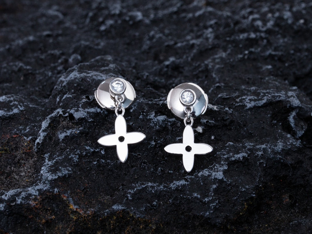 [Clover Jewelry]VIDYLLE SILVER DIAMOND MINI DROP EARRINGS