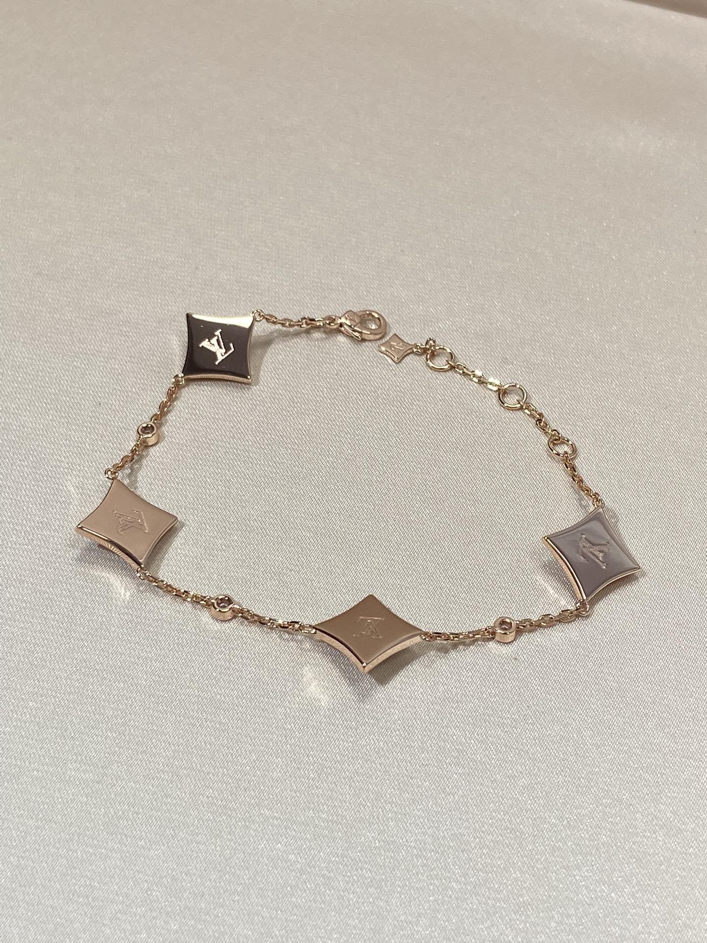 [Clover Jewelry]STAR 4 MOTIF MOP DIAMOND PINK GOLD BRACELET