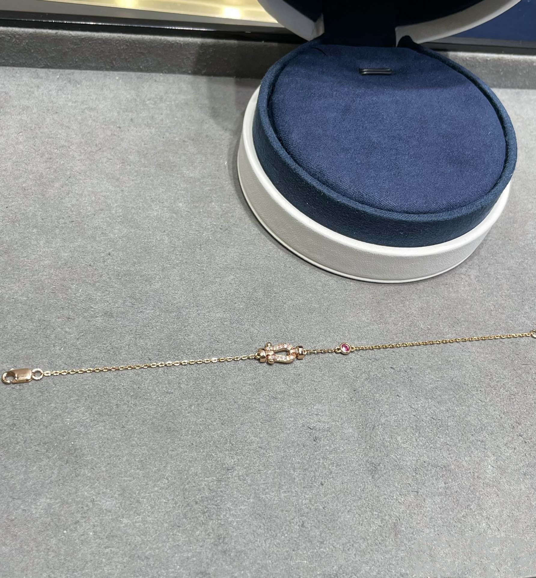 [Clover Jewelry]FORCE 10 DIAMOND CHAIN LINK PINK GOLD BRACELET