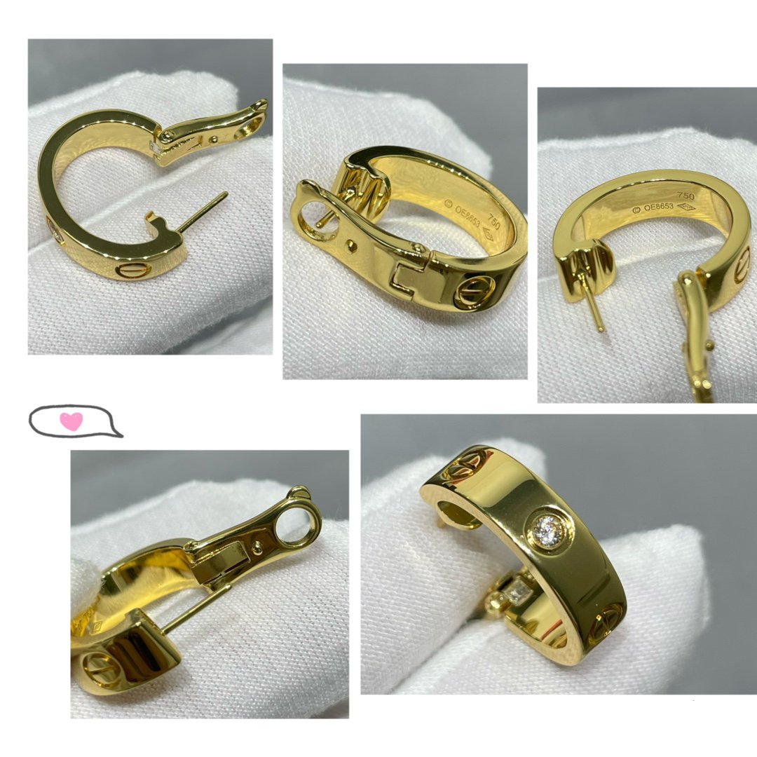 [Clover Jewelry]LOVE 5.5MM 1 DIAMOND EARRINGS