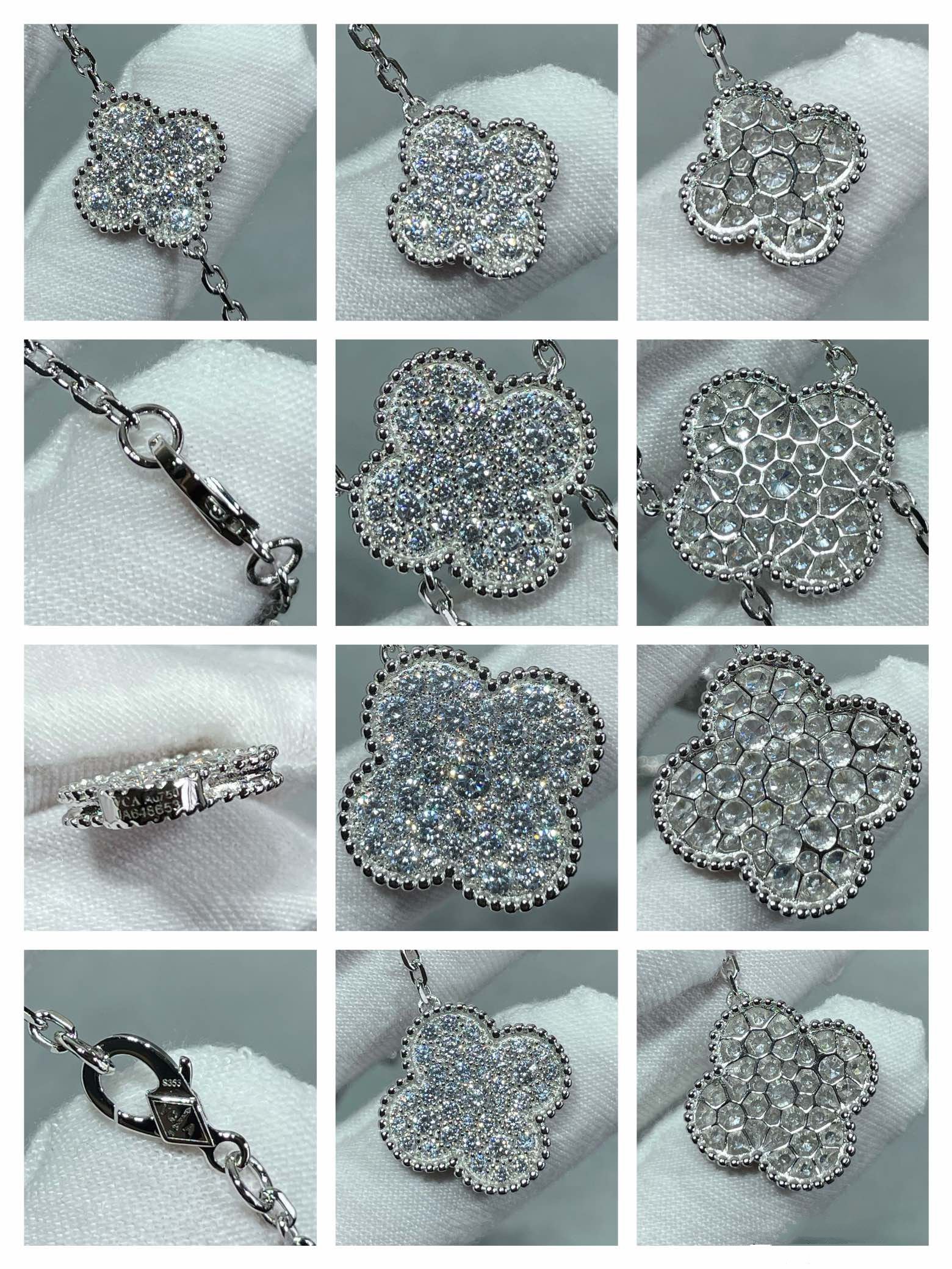 [Clover Jewelry]CLOVER 6 MOTIF DIAMOND PAVED NECKLACE