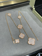 [Clover Jewelry]CLOVER 6 MOTIF DIAMOND PAVED NECKLACE