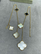 [Clover Jewelry]CLOVER 6 MOTIF MOP ONYX GOLD NECKLACE