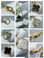 [Clover Jewelry]CLOVER 6 MOTIF MOP ONYX GOLD NECKLACE