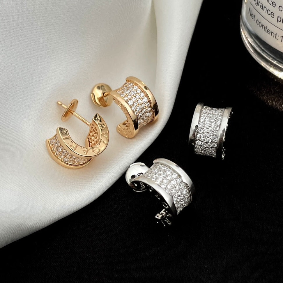 [Clover Jewelry]ZERO 1 DIAMOND PAVED EARRINGS