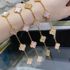 [Clover Jewelry]CLOVER 5 MOTIF DIAMOND PINK MOP PINK GOLD BRACELET