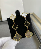 [Clover Jewelry]CLOVER 3 MOTIF MOP ONYX DARK MOP PINK GOLD EARRINGS