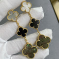[Clover Jewelry]CLOVER 3 MOTIF MOP ONYX DARK MOP PINK GOLD EARRINGS