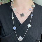 [Clover Jewelry]CLOVER 16 MOTIF CHALCEDONY MOP SILVER NECKLACE