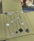 [Clover Jewelry]CLOVER 16 MOTIF CHALCEDONY MOP SILVER NECKLACE
