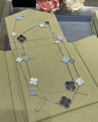 [Clover Jewelry]CLOVER 16 MOTIF CHALCEDONY MOP SILVER NECKLACE